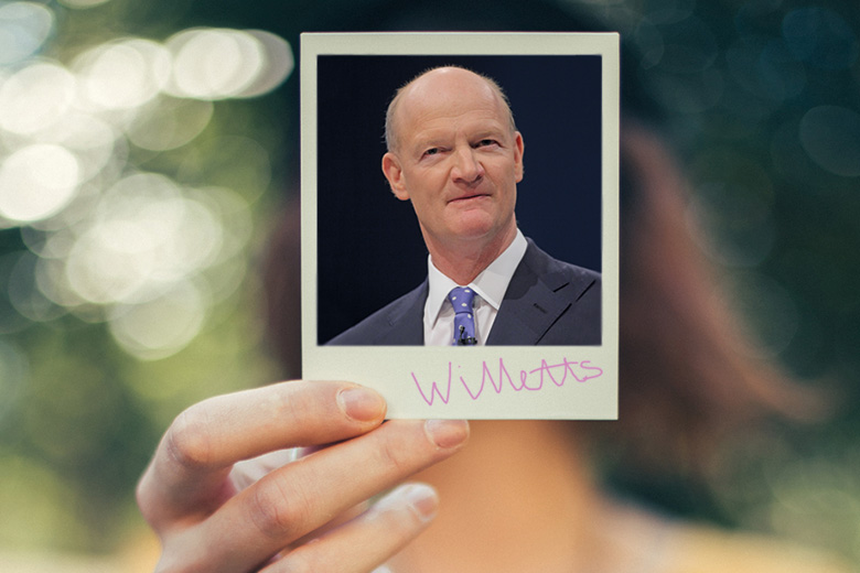 Woman holding David Willetts photo